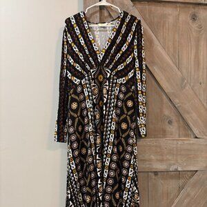 Boden Boho Medallion Print Empire Waist Midi Dress - Size 12R